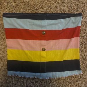 Caution To The Wind stripes crop top with couple of buttons in front